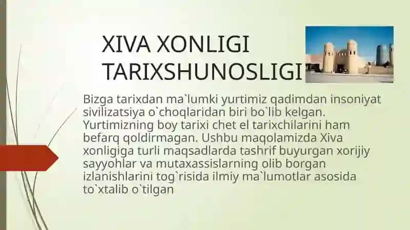 XIVA XONLIGI TARIXSHUNOSLIGI 2