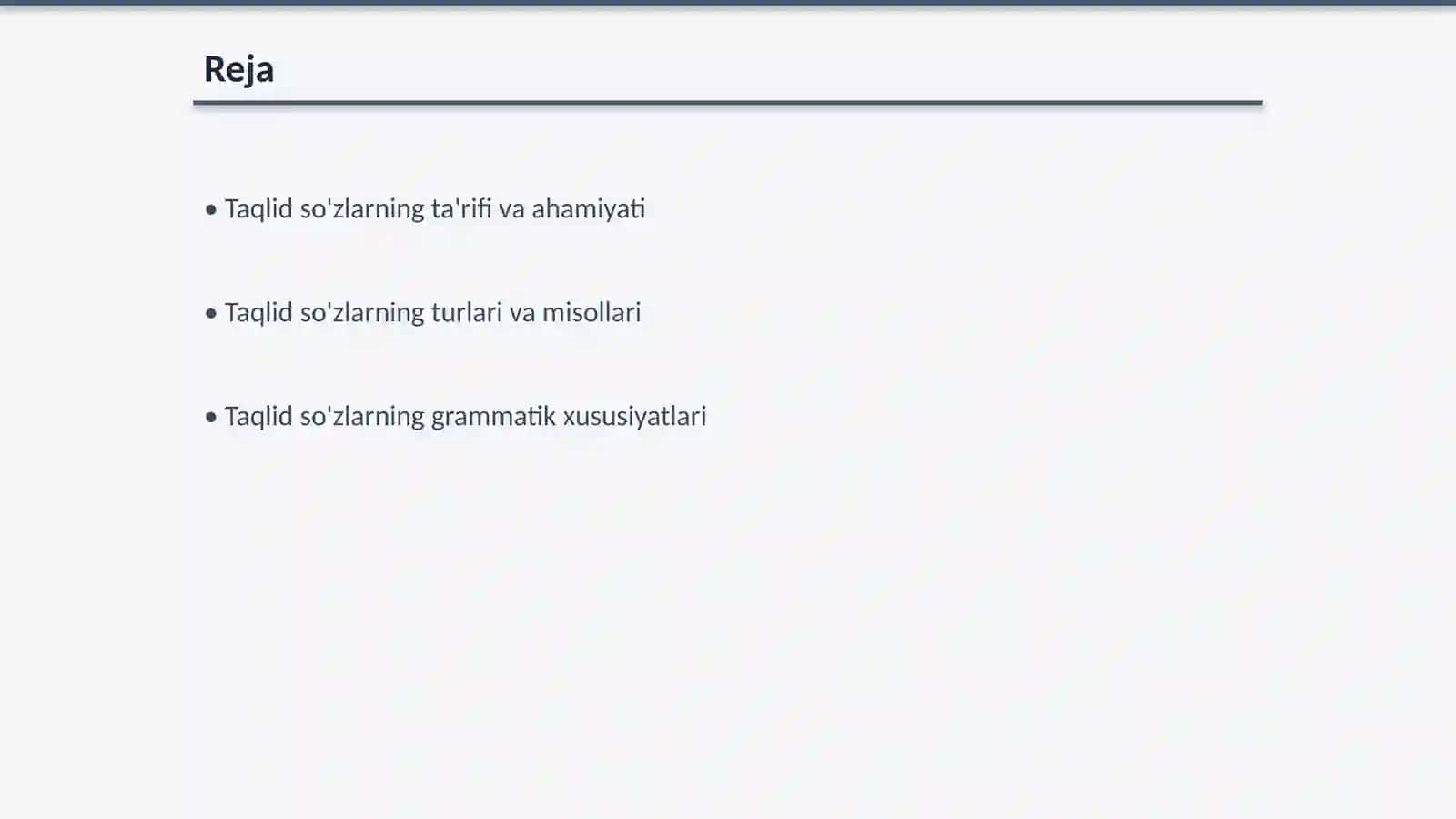Taqlid so'zlar va ularning turlari. Ularning grammatik xususiyatlari 2