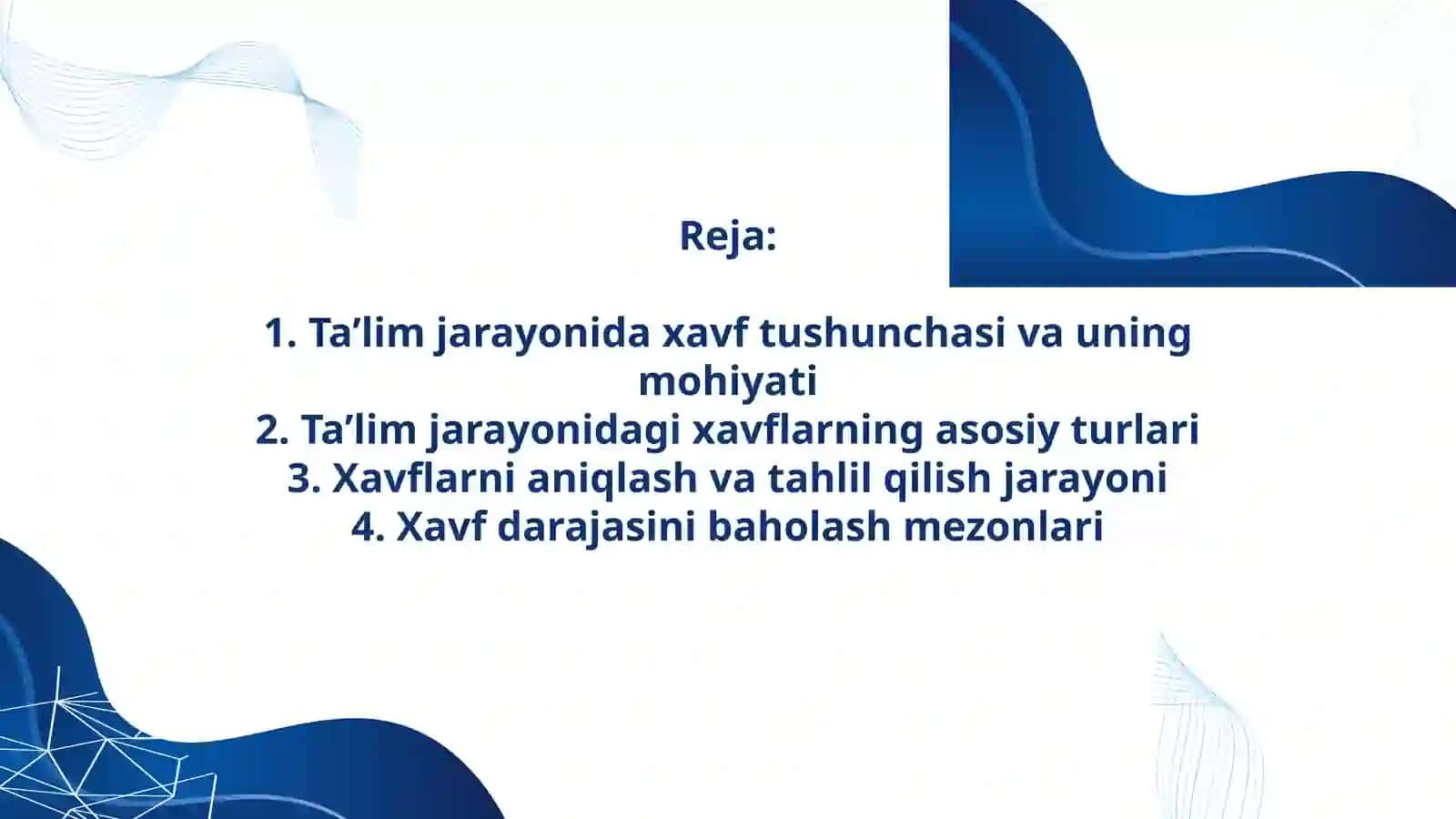 Ta’lim jarayonida xavflarni tahlil qilish va ularning ta’sirini baholash 2