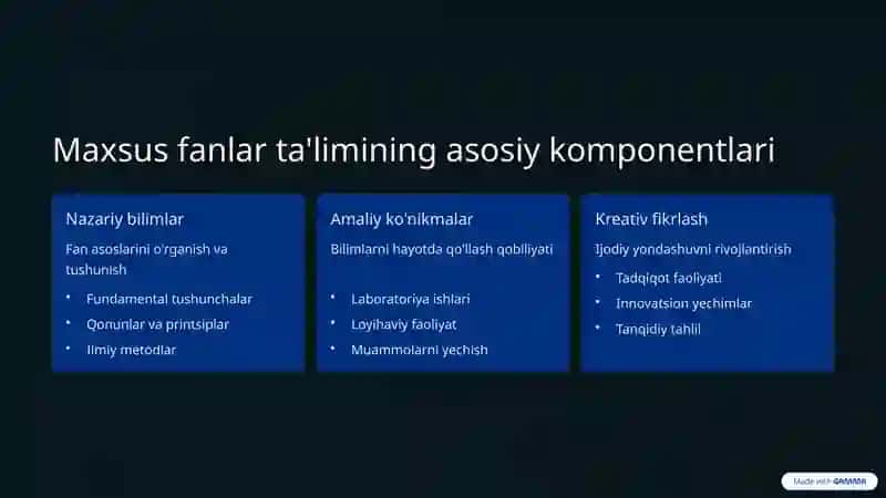 Maxsus fanlarni oʻqitish jarayoni yaxlit tizim sifatida 2