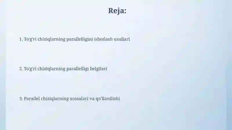 Tòĝri chiziqlarning paralellik alomatlari 2