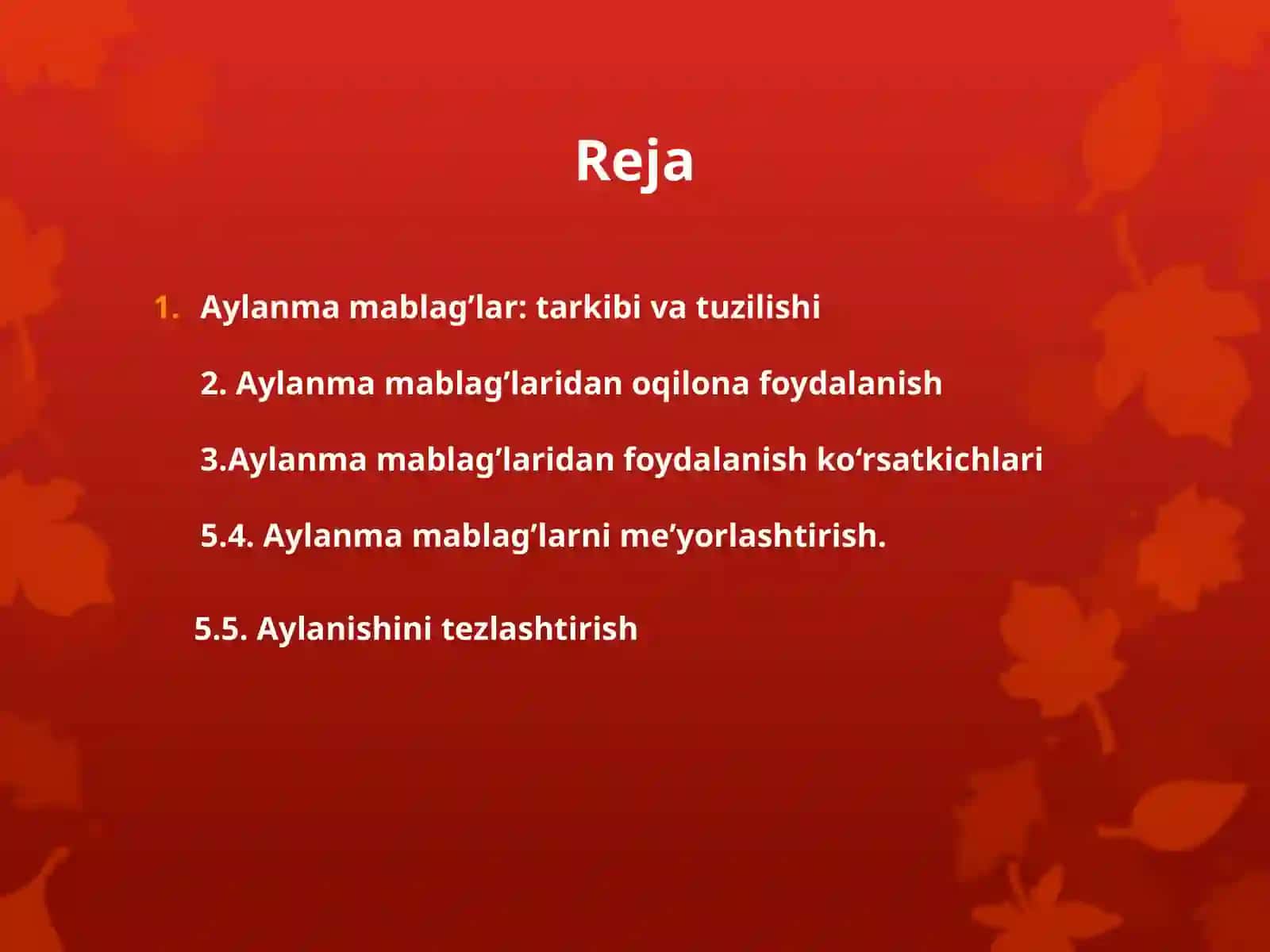 KORXONANING AYLANMA MABLAG’LARI 2