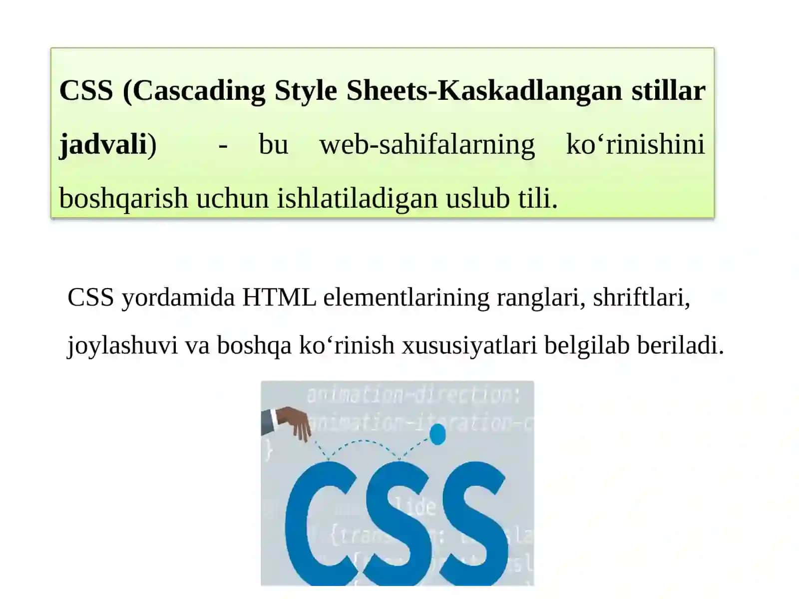 CSS (Cascading Style Sheets)asoslari. Sеlеktorlarvaulardanfoydalanish 2