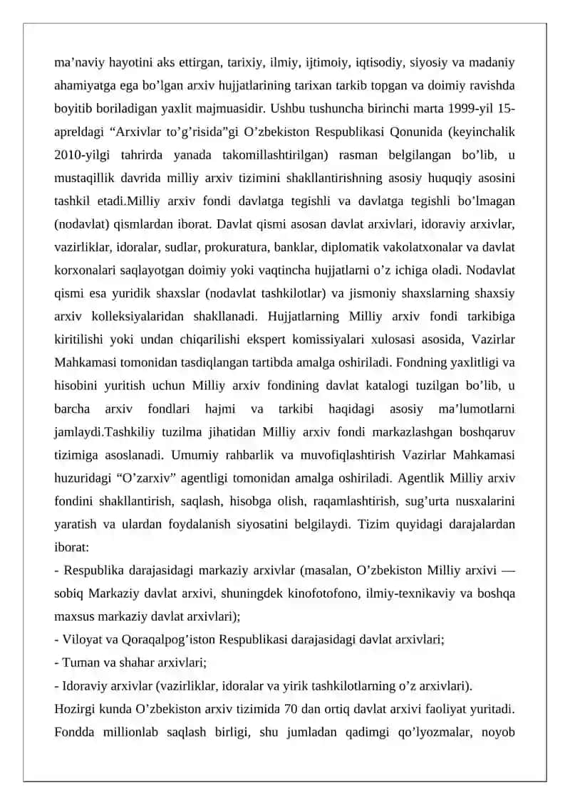 O’zbekiston Milliy arxiv fondi tushunchasi 2