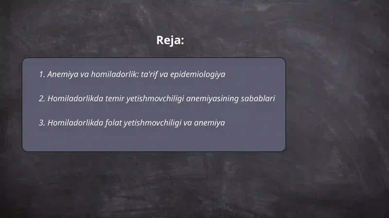 Anemiya va Homiladorlik 2