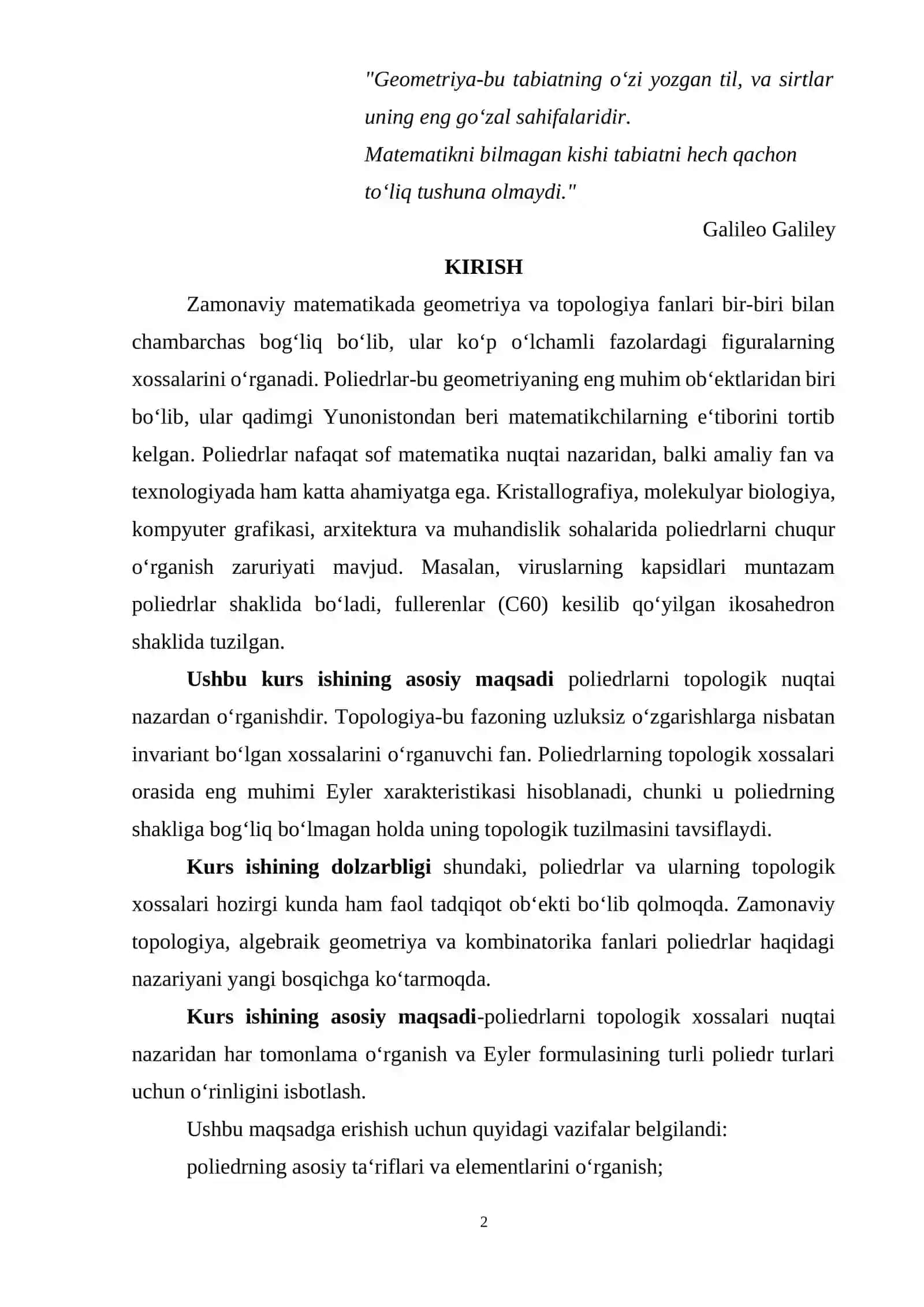 Poliedrlar va ularning topologik xossalari 2