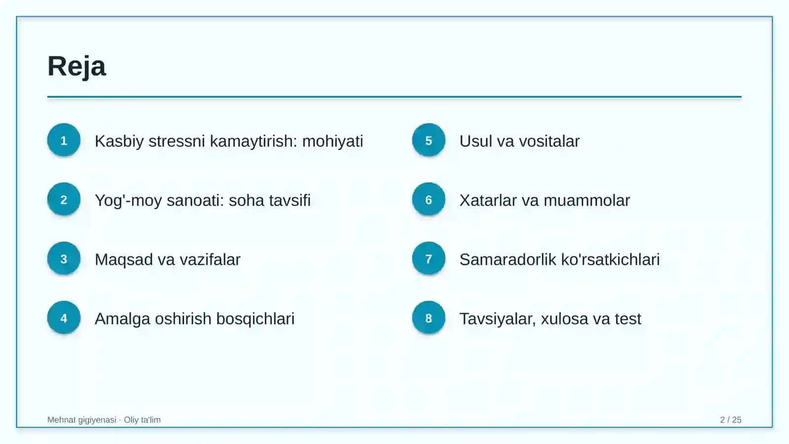 Yog'-moy sanoatida kasbiy stressni kamaytirish 2