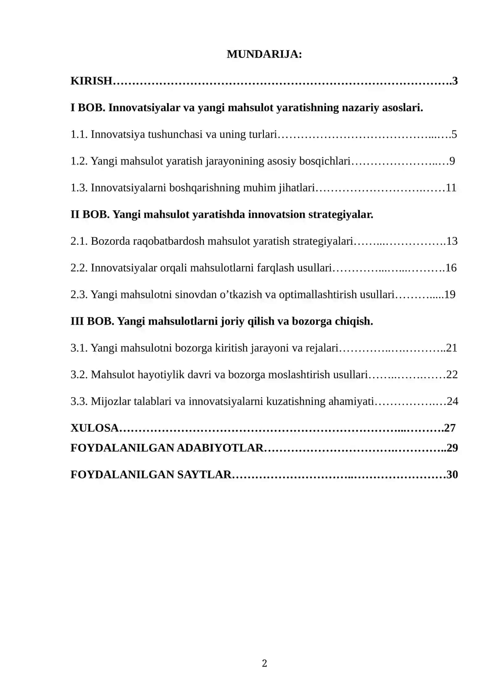 Yangi mahsulot yaratish va innovatsiyalar 2