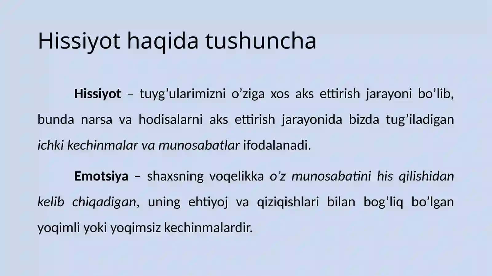 Hissiyot va irodaviy sohasi 2