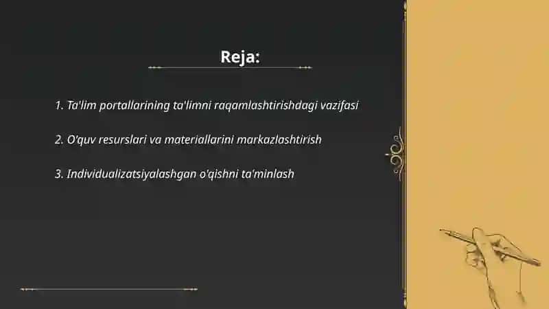 Ta'lim portallarining ta'lim olishdagi vazifalari 2