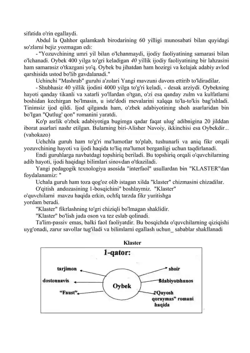 Oybekning hayoti va ijodini o'rganish 2