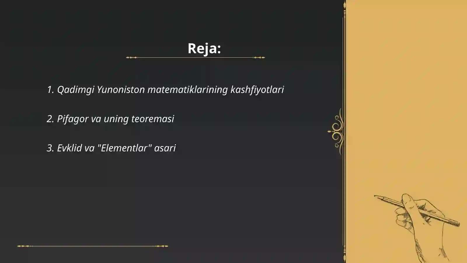 Qadimgi Yunoniston matematiklarining kashfiyotlari 2