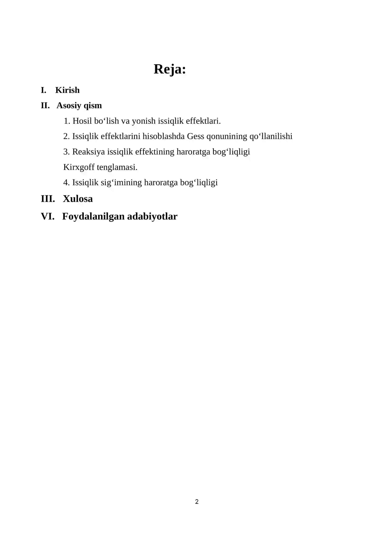 Jarayonlarning issiqlik effektiga haroratning ta'sirini oʻrganish 2