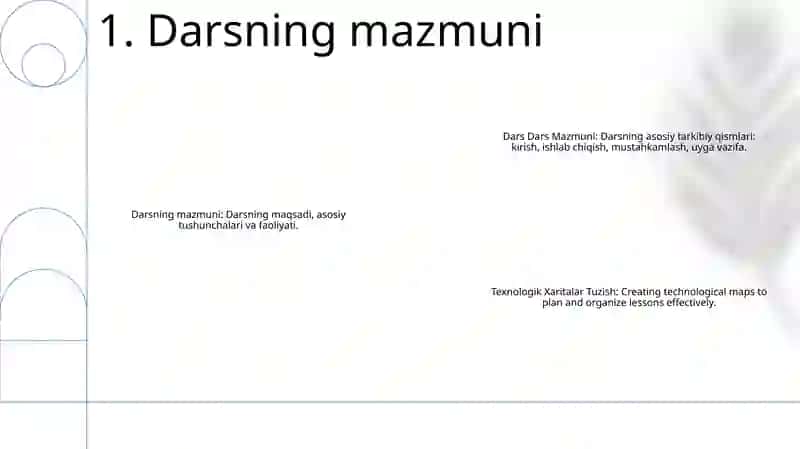 Dars Dars Mazmuni, Texnologik Xaritalar Tuzish 2