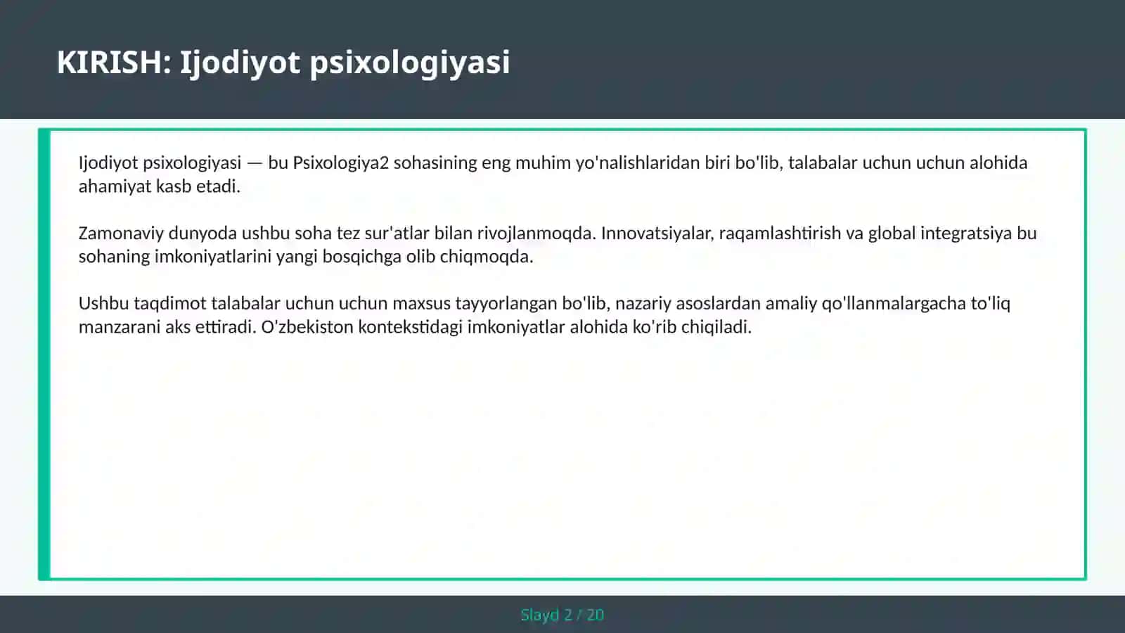 Ijodiyot Psixologiyasi 2