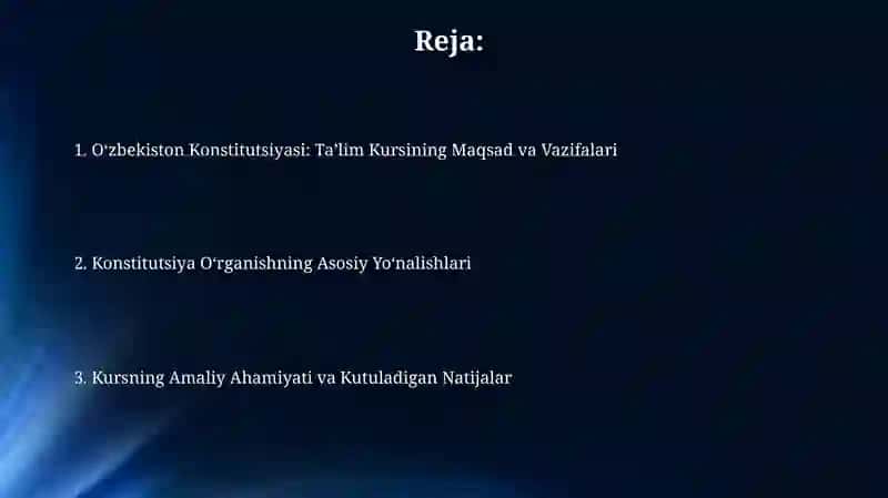 O'zbekiston Konstitutsiyasini o'rganish o'quv kursi 2