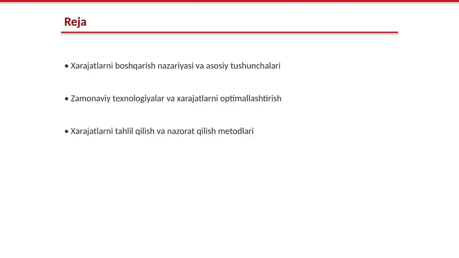 Xarajatlarni tashkil etishning zamonaviy usullari 2
