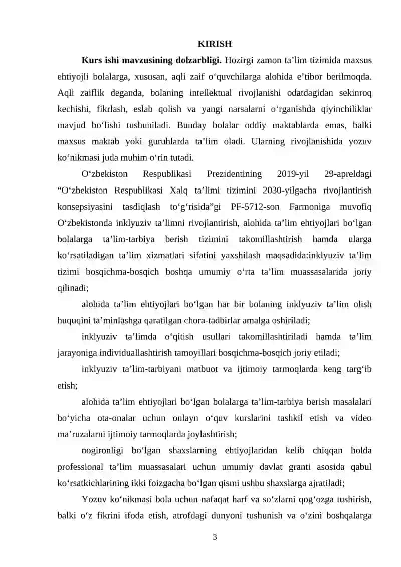 Aqli zaif o'quvchilarning yozuv ko'nikmalarini baholash 2