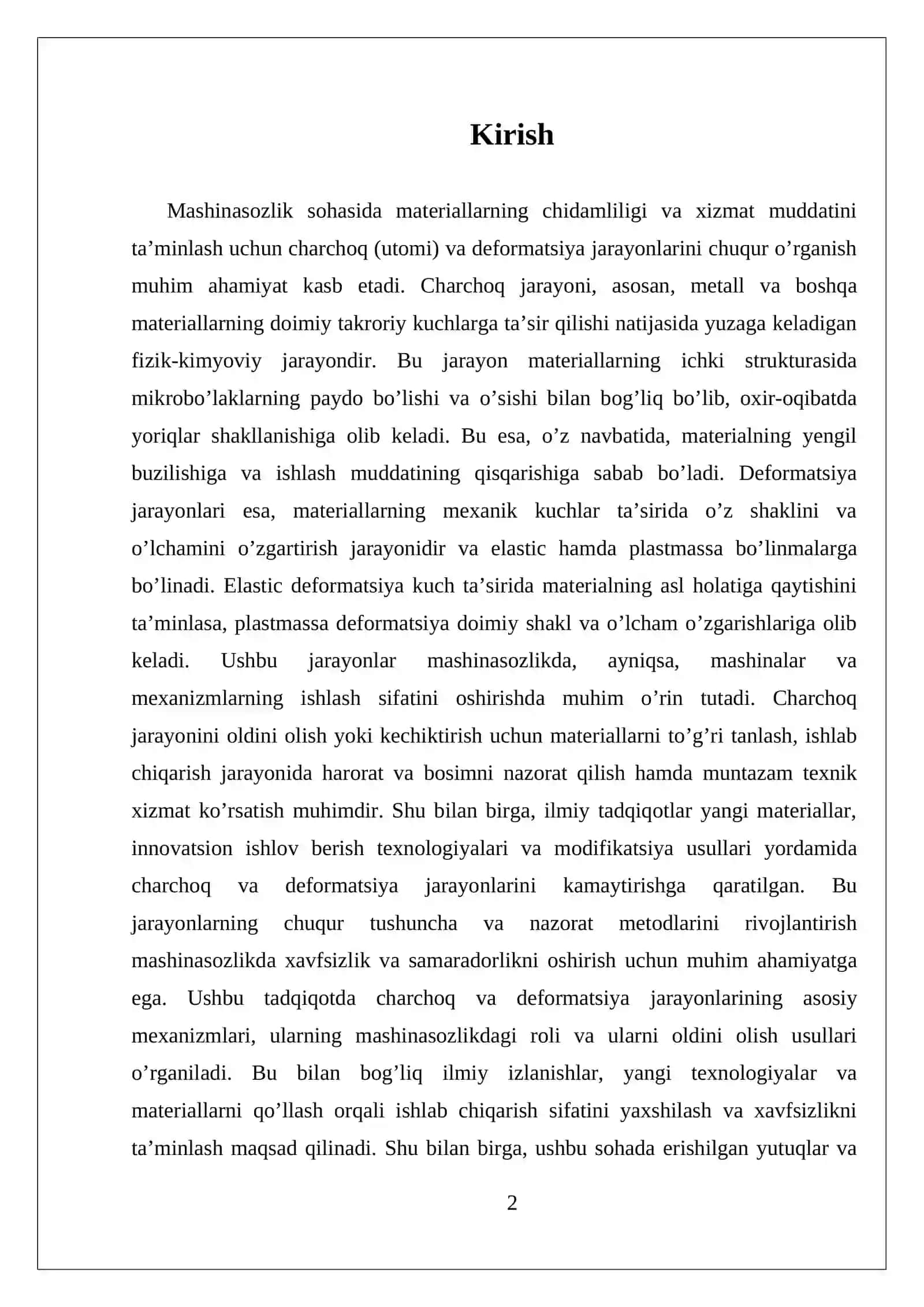 Charchoq (utomi) va deformatsiya jarayonlari 2