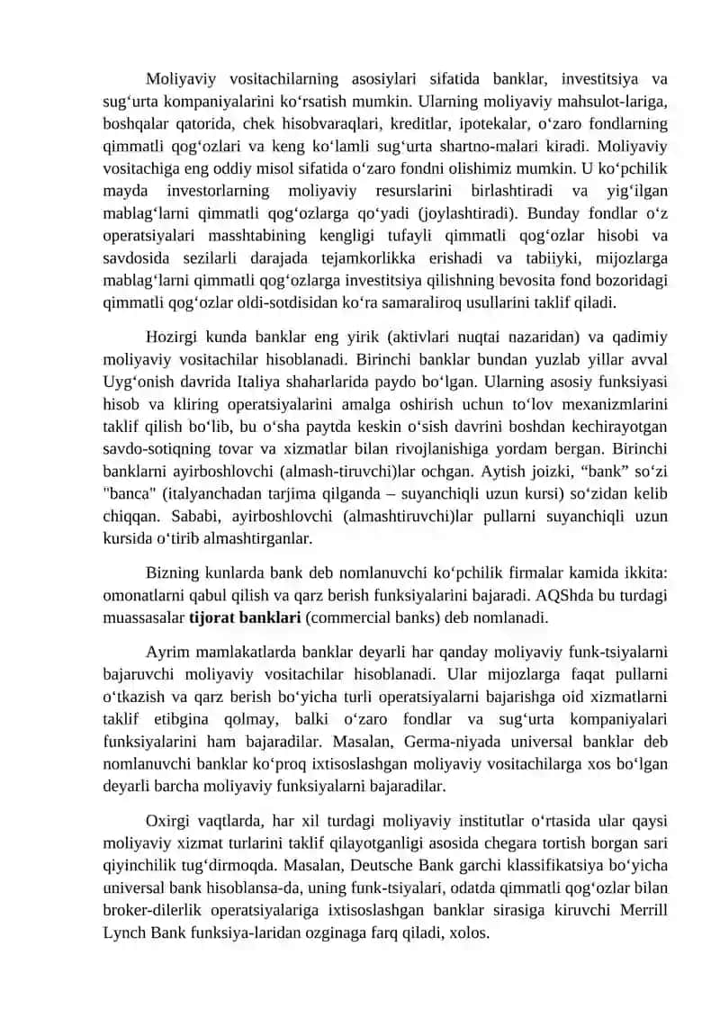 Moliyaviy vositachilar 2