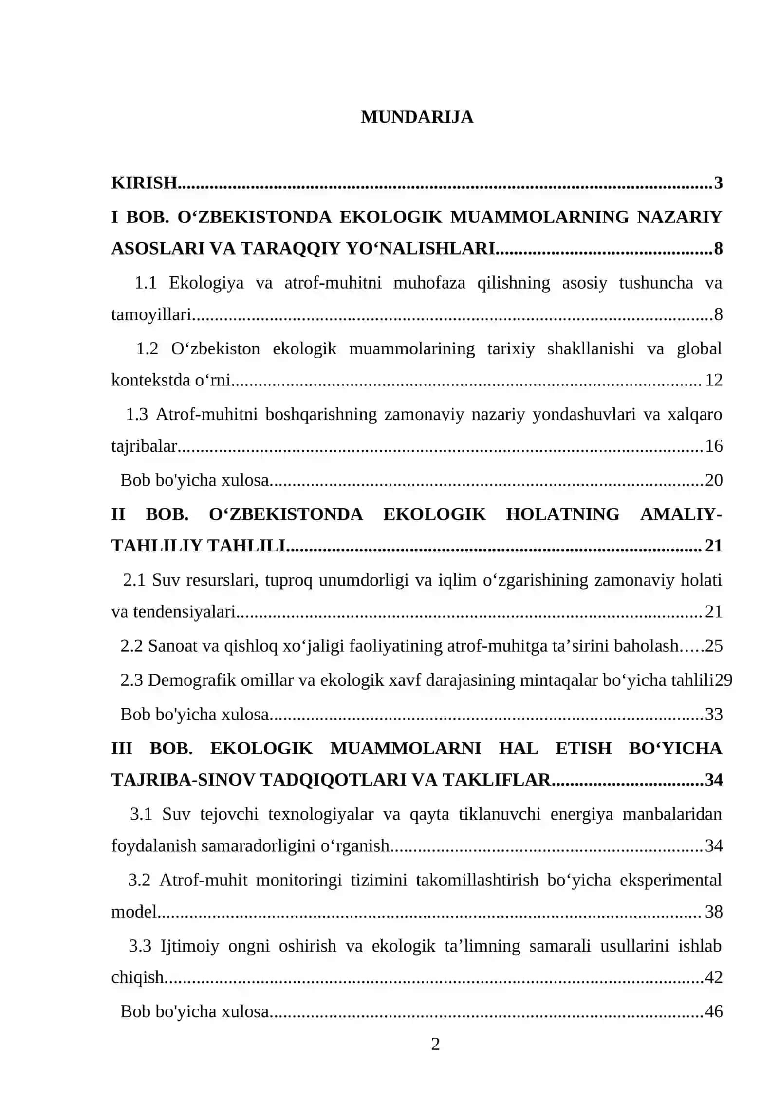 O`zbekistonda ekologik muammolar va ularning hal etilishi 2
