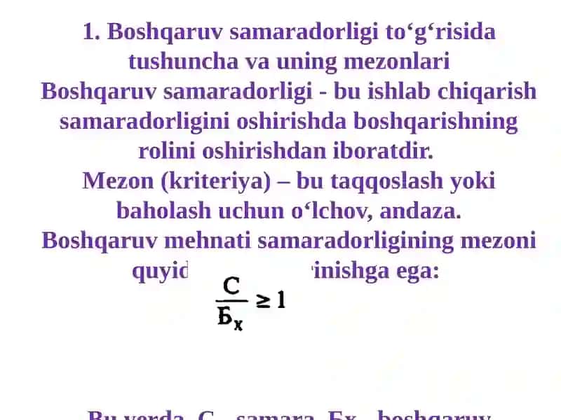 Boshqaruv samaradorligi 2