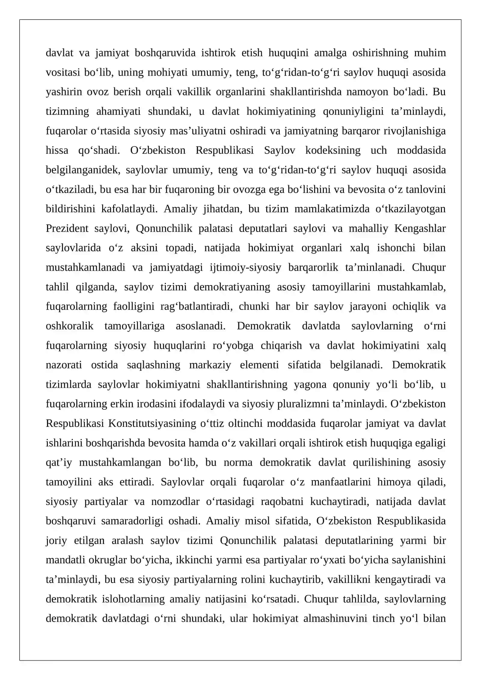 O‘zbekiston Respublikasida saylov tizimi 2
