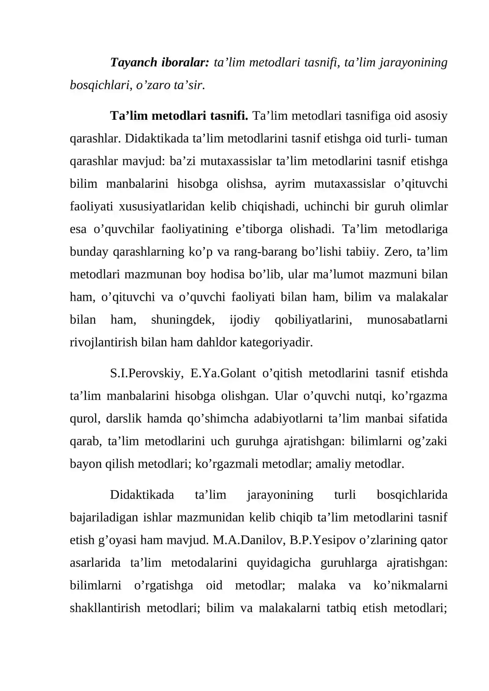 Ta’lim metodlari tasnifi va mohiyati 2