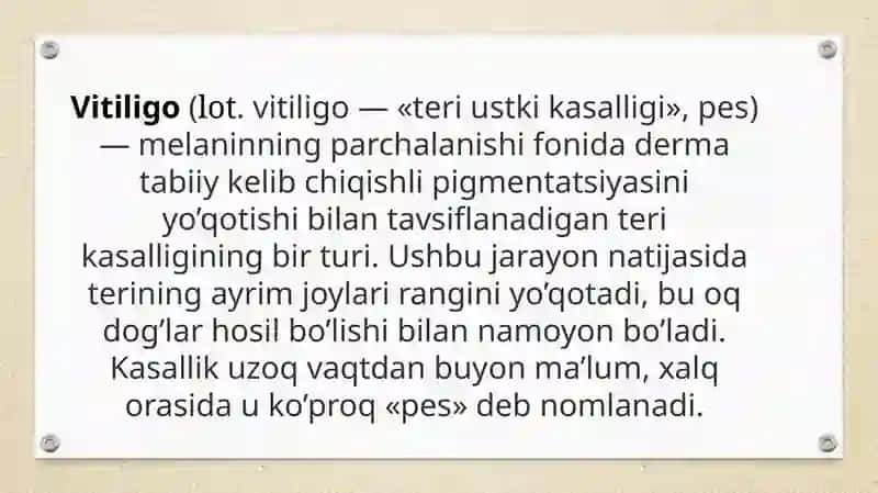 Vitiligoning zamonaviy davolash usullari 2