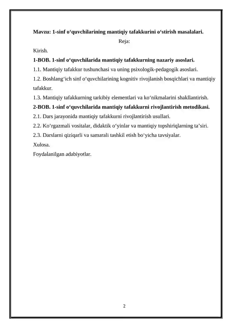 "MATEMATIKA O‘QITISH METODIKASI" 2
