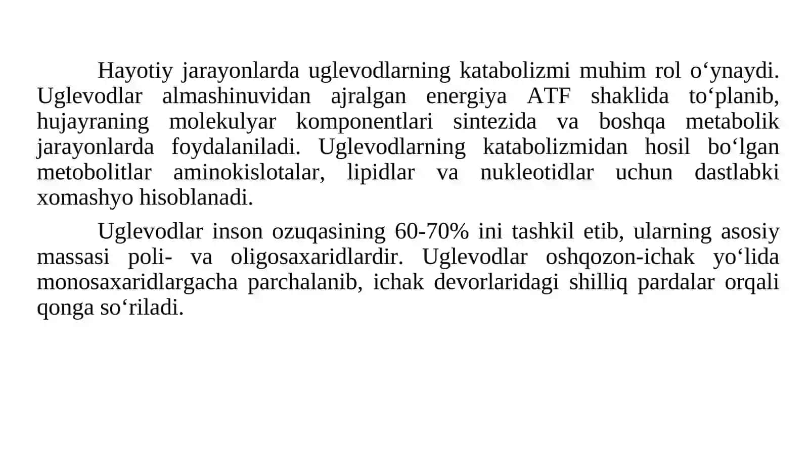 Uglevodlar almashinuvi 2