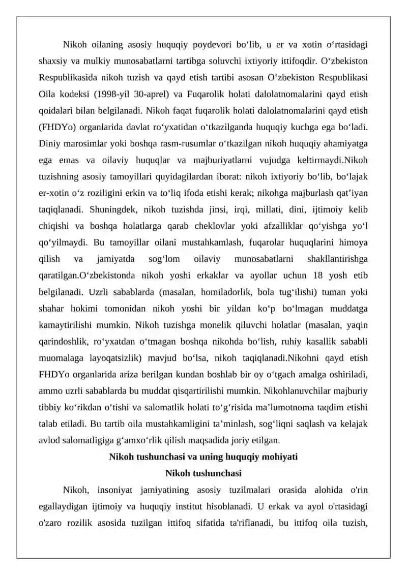 Nikoh tuzish tartibi va shartlari 2