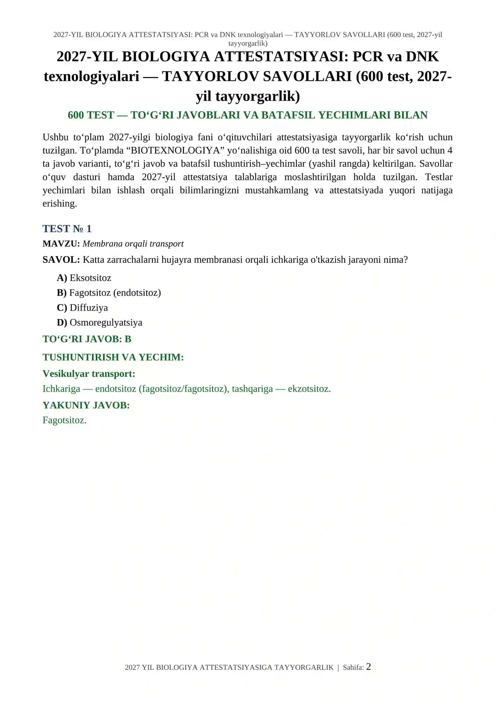 Membrana orqali transport 2