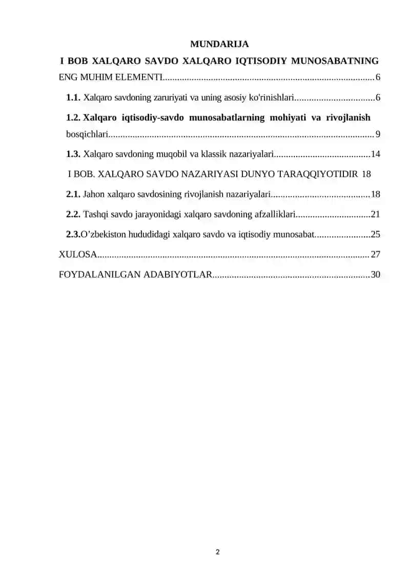 XALQARO SAVDONING ZARURLIGI 2