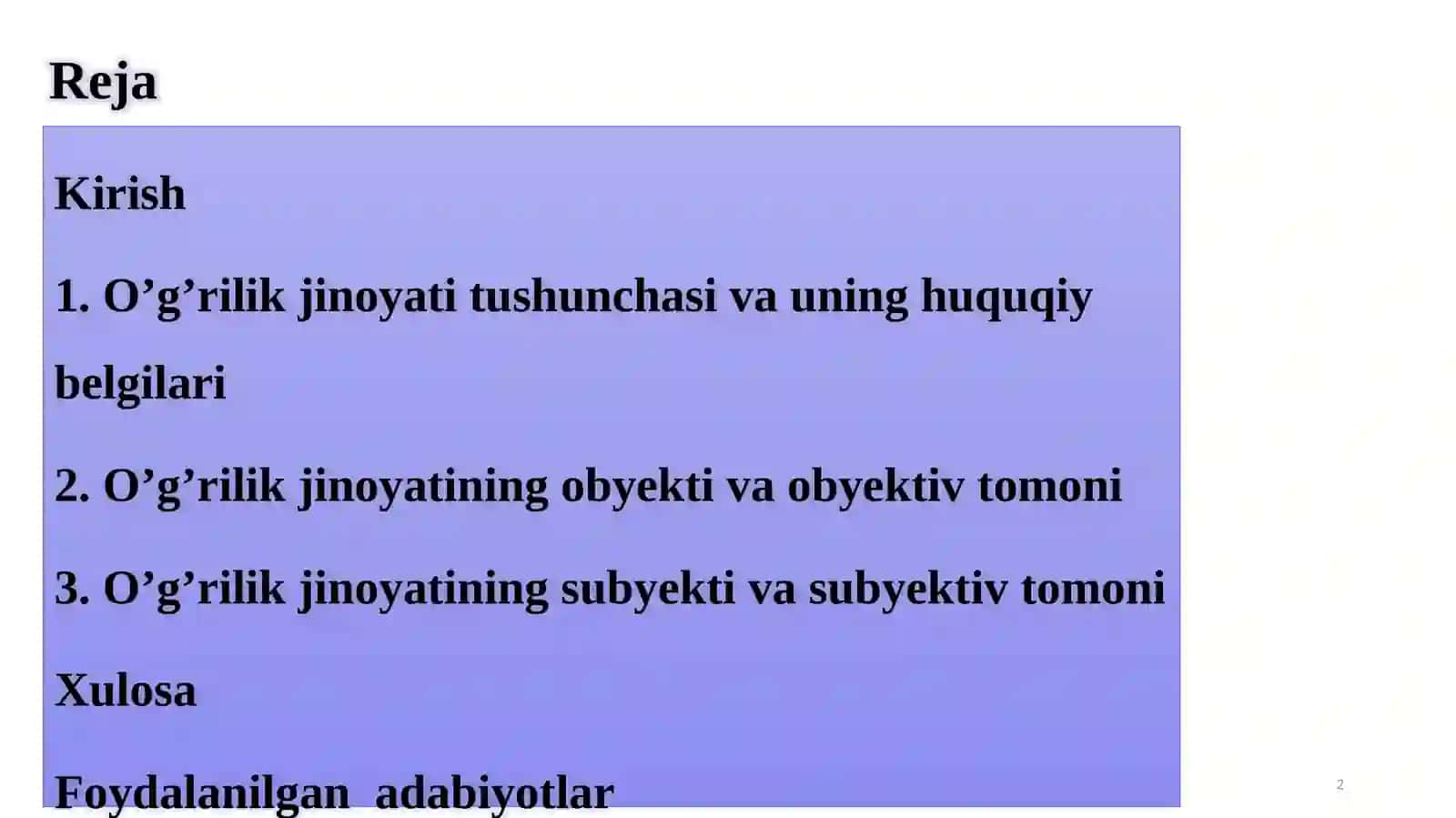 O’g’rilik jinoyatining huquqiy tavsifi 2