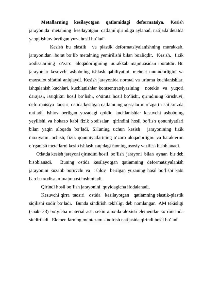 Qirindi  hosil  bo‘lish  jarayoni 2