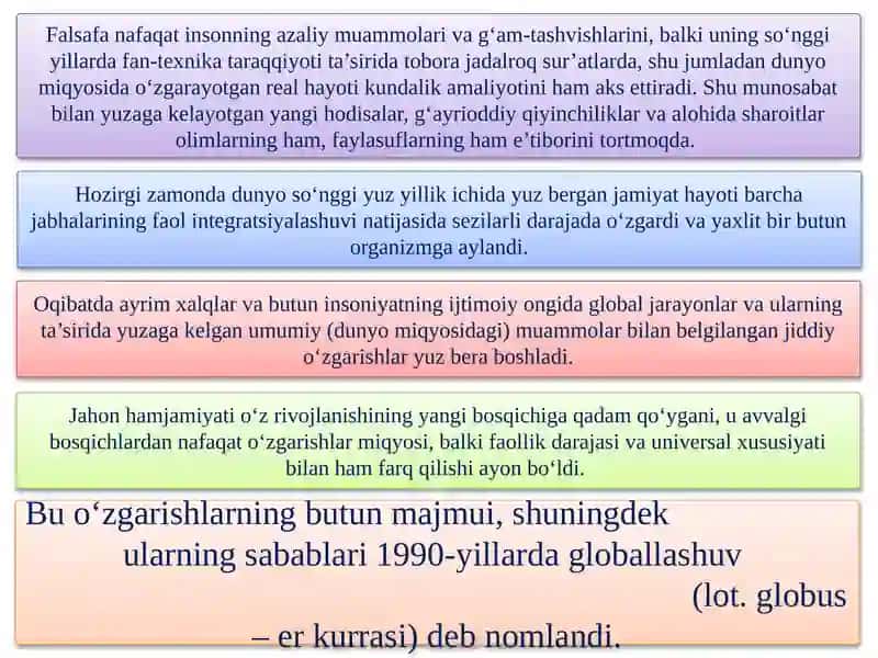 GLOBALLASHUVNING FALSAFIY MUAMMOLARI 2