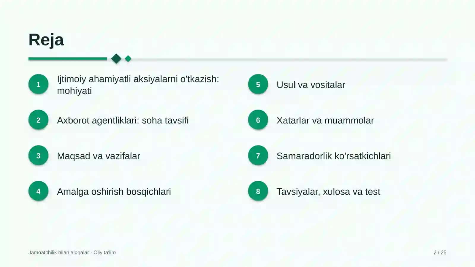 Axborot agentliklarida ijtimoiy ahamiyatga ega aksiyalarni o'tkazish 2