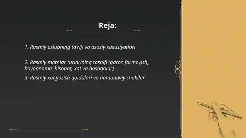 Rasmiy uslubga oid matnlar bilan ishlash 2