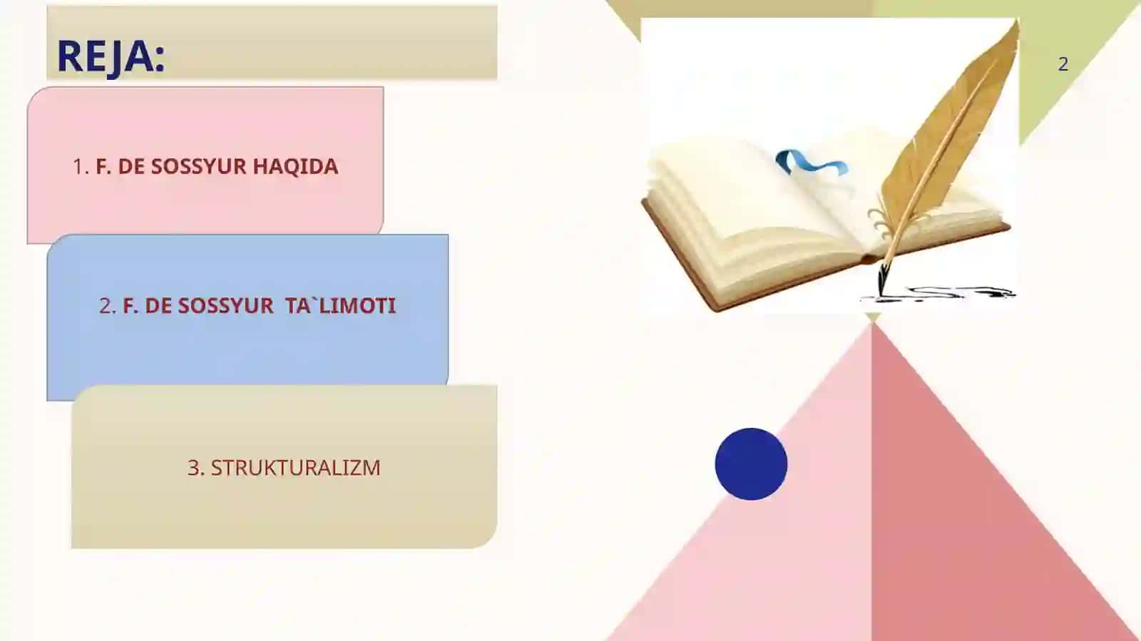 F. De sossyur ta`limoti va strukturalizm 2