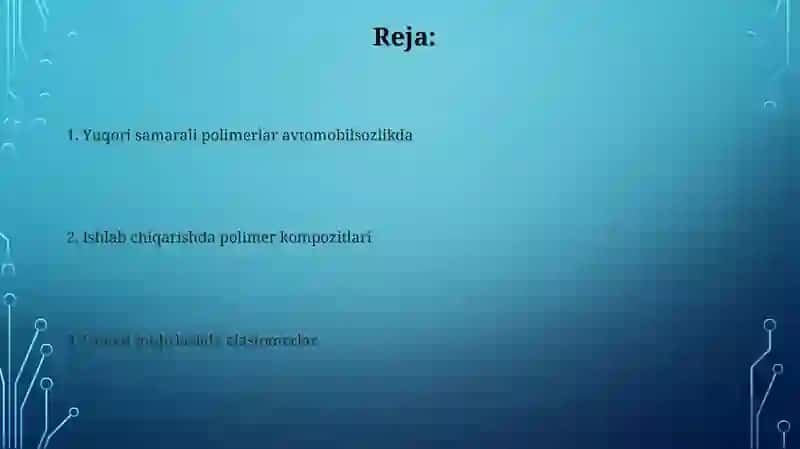 Polimer materiallarning sanoatda qoʻllanilishi:) 2