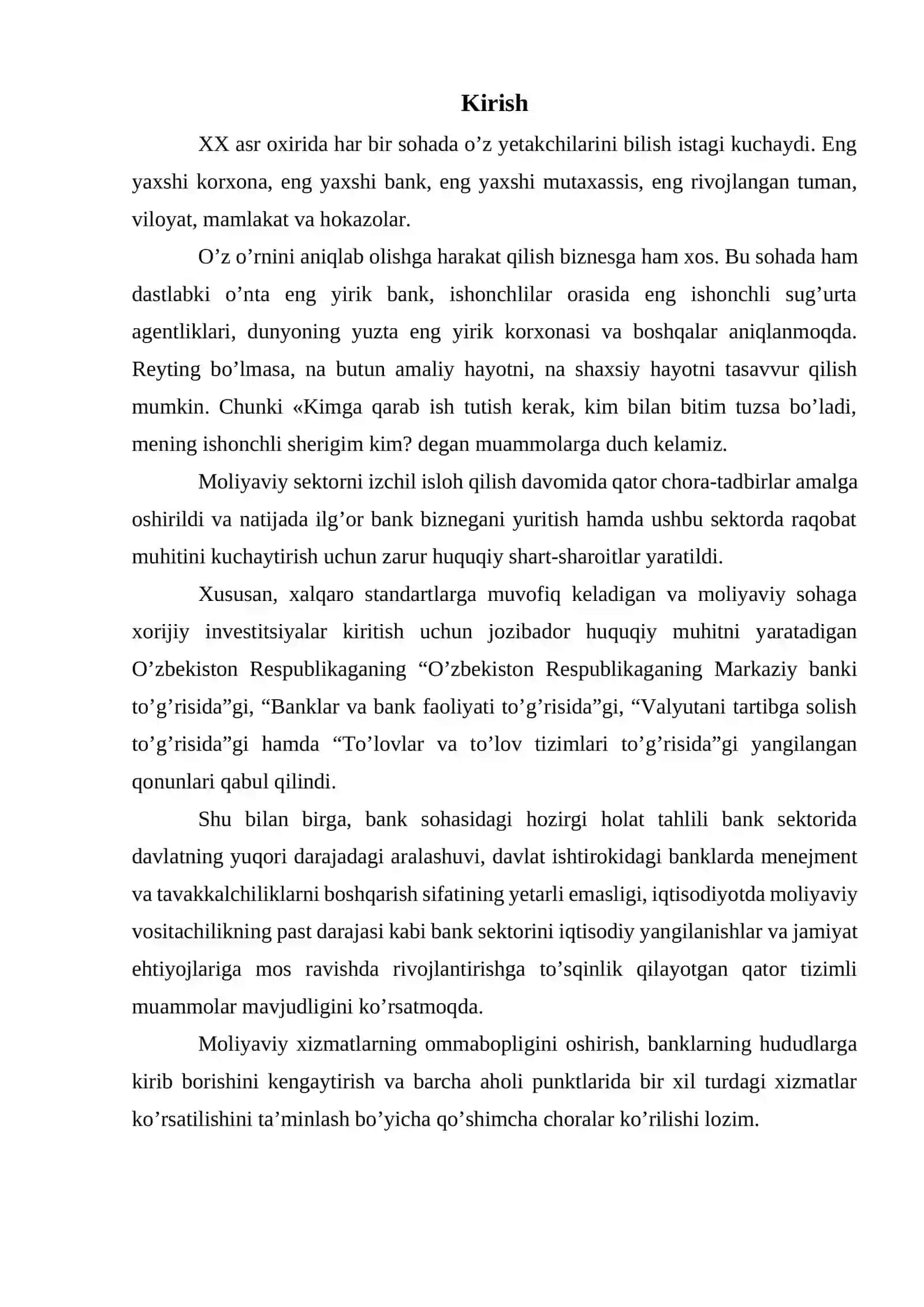 Banklarni kreditlash reytingini aniqlash 2