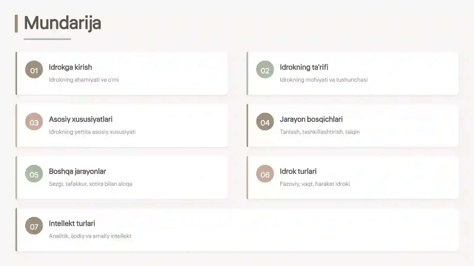 Idrok va uning xususiyatlari 2