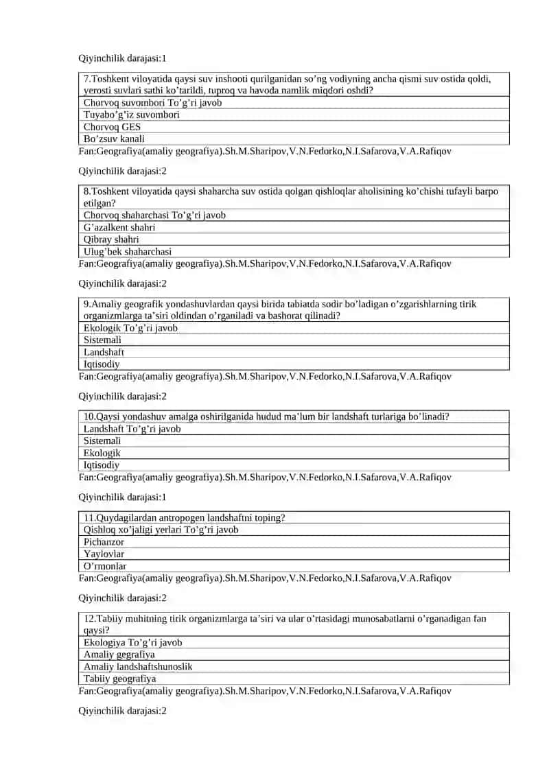 10-sinf Geografiya.Ichorak 2