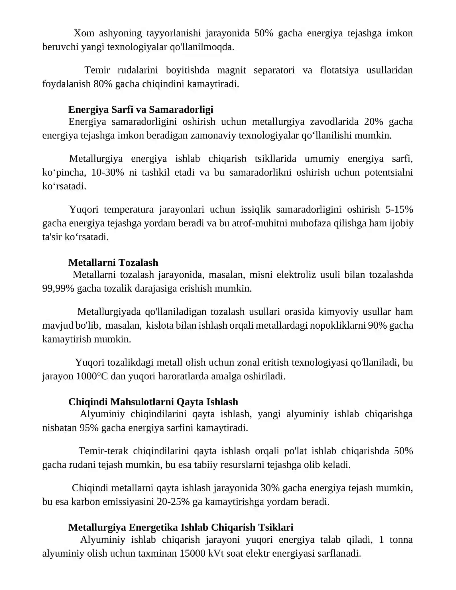 Metallurgiya energiya ishlab chiqarish sikllari 2