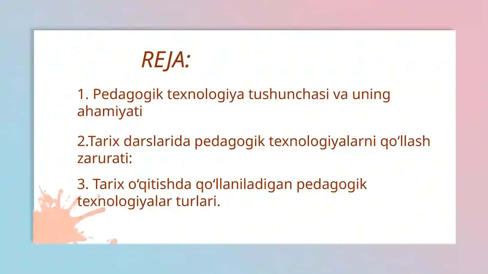 Tarix o‘qitishda pedagogik texnologiyalardan foydalanish 2