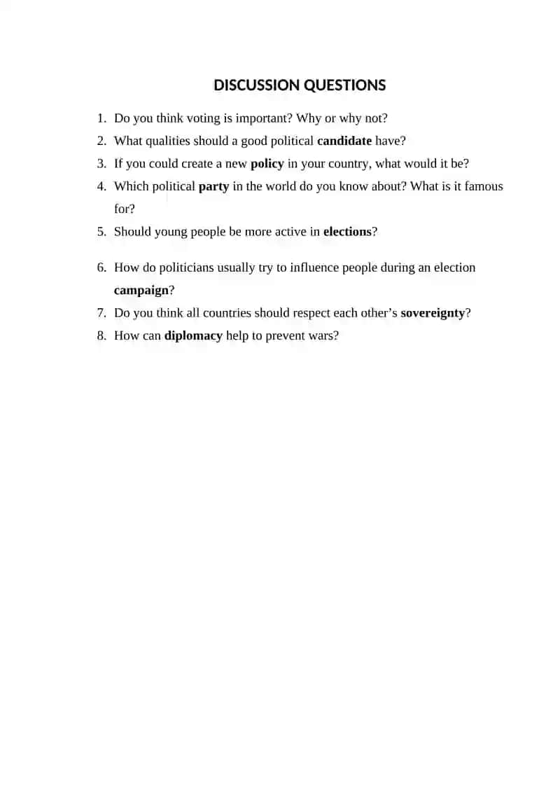 POLITICS VOCABULARY 2
