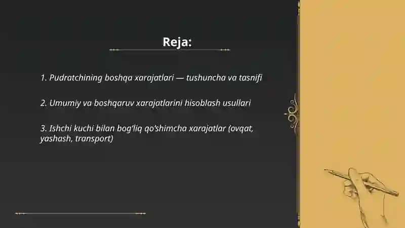 Pudratchining boshqa xarajatlari 2