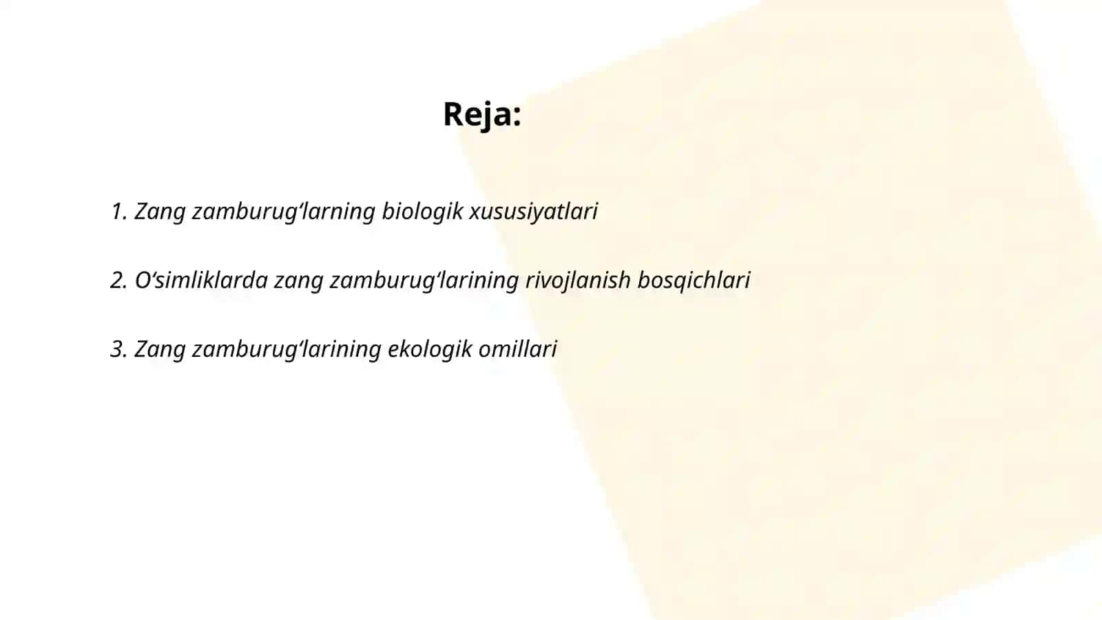 Zang zamburugʻlarning biologik xususiyatlari 2