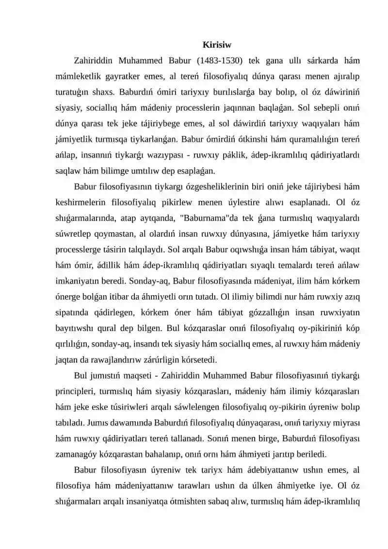 Zahiriddin Muhammed Babur filosofiyası 2